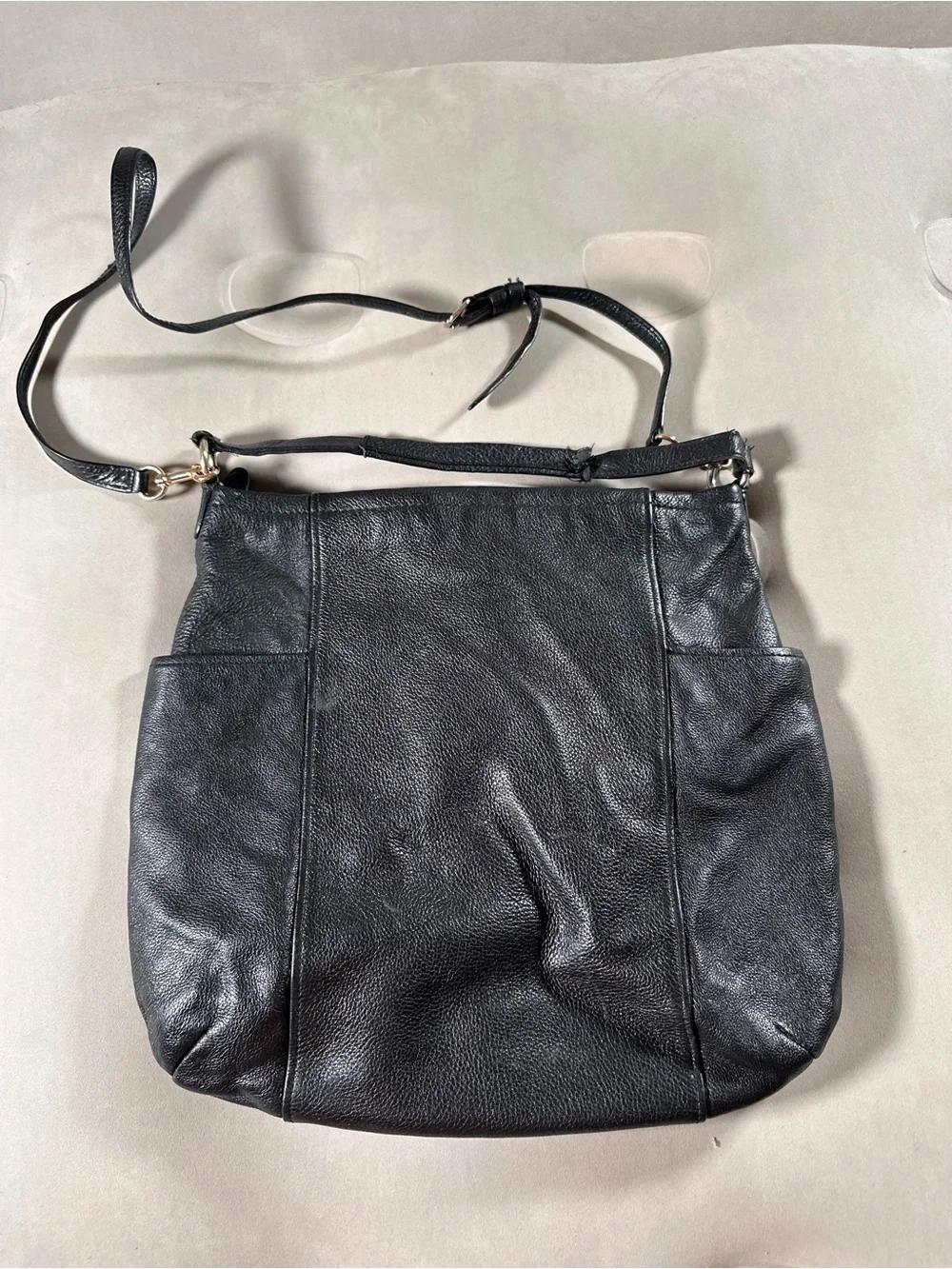 Coach Isabelle Hobo Black Pebbled Leather Crossbody Handbag Retro Y2K Gothcore